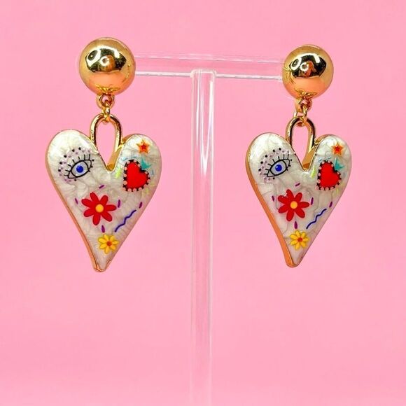 Boho heart earrings N688 - Picture 1 of 4